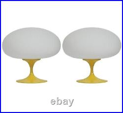 Pair of Mid Century Modern Design Mushroom Lamps in Yellow & White Kartell MCM