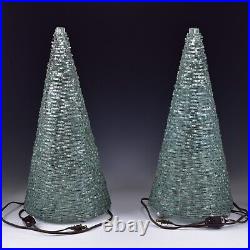 Pair of Mid Century Sculptural Glass Shard Table Lamps MCM