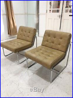 Pair of Mid Century Vintage Retro green Lounge Arm Chairs 1960s 70s