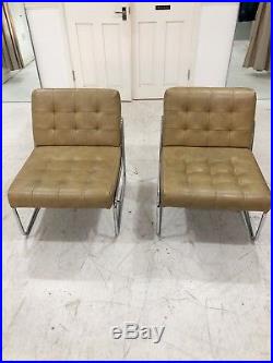 Pair of Mid Century Vintage Retro green Lounge Arm Chairs 1960s 70s