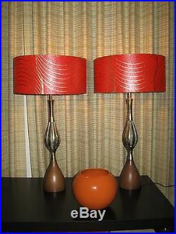 Pair of Mid Century Vintage Style Fiberglass Lamp Shades Modern RED RETRO