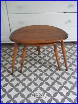 Pair of Vintage Ercol pebble nesting tables 1960s mid century retro Elm