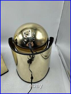Pair of Vintage MCM Mid-Century Gold Orb Eyeball Lamps, Retro design