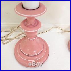 Pair of Vintage Mid-Century Retro Pink Desk or Table Lamps See Pics