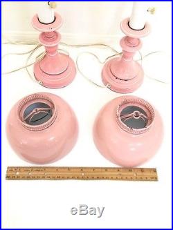 Pair of Vintage Mid-Century Retro Pink Desk or Table Lamps See Pics