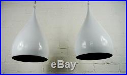 Pair of Vintage Mid Century Style Pendant Ceiling Light Lamp White Metal Retro