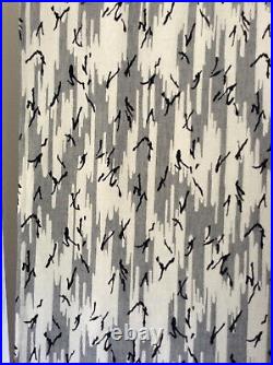 Pair of vintage mid century modern abstract fabric huge drapery drapes curtains