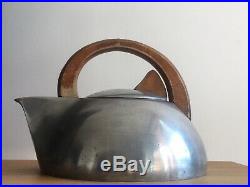 Piquot Ware Stove Kettle With Wooden Handle Mid-Century Modern Retro Vintage