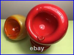 Psychedelic Space Age Set Ashtray-lamp And Ashtray Modernism Mouthblown Glass