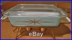 Pyrex turquoise spacesaver starburst with cradle