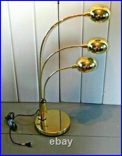 RARE Anthony California Brass 3 Arm Mid Century Modern 3 Light Table Lamp