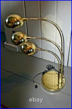 RARE Anthony California Brass 3 Arm Mid Century Modern 3 Light Table Lamp