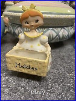RARE VINTAGE M-G DOLLY GIRL Match Holder PIXIEWARE MID-CENTURY Yellow 1960s