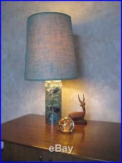RARE VINTAGE RETRO 60s 70s MID CENTURY BLUE GREEN SHATTERLINE LAMP FREE SHADE