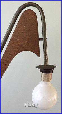 RARE VTG 50s 60s TEAK WOOD TABLE LAMP MID CENTURY MODERN RETRO ATOMIC DANISH