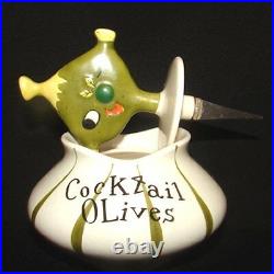 RARE Vintage COCKTAIL OLIVES Pxie withSPEAR Holt Howard Pixieware Jar
