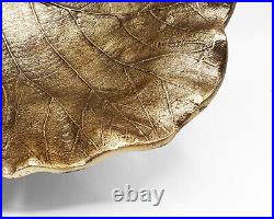 RARE Vintage Cast Metal Leaf Bowl Brass Bronze Tone Finish Mid Century Modern