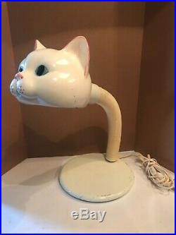 RARE Vintage Retro Mid Century CERAMIC KITTY CAT GOOSENECK DESK LAMP Weird