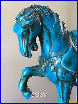 RARE Vintage Retro Rimini Blue Mid Century Zaccagnini Bitossi Tang Horse Italy