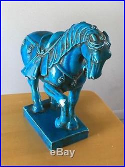 RARE Vintage Retro Rimini Blue Mid Century Zaccagnini Bitossi Tang Horse Italy