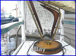 RARE Vtg-RETRO-1950s-MCM-MAjestic-Z-ATOMIC-Age-Table-LAMP-2-Fiberglass-SHADES