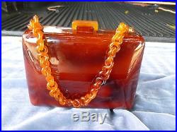 Rare 1940's Pristine Caramel Catalin Bakelite Handbag, A Real Beauty