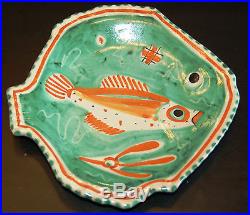 Rare C. A. S-Vietri, Italian Pottery Fish Platter & 6 Plate Set, Eames Era NR
