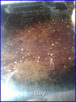 Rare Cherry Red Amber bakelite Faturan half moon clock case gold glitter 135g