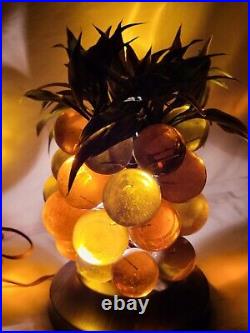 Rare MCM 1960's Lucite Acrylic Balls Tiki Pineapple Lamp Kitch Decor Works! 12
