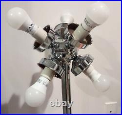 Rare! MCM Atomic Sputnik Chrome Table Lamp 6 Light Mid Century Wow! Read