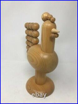 Rare Mid Century Modern Finland Aarikka Wood Rooster Chicken Sculpture Vintage