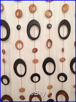 Rare Mid Century Modern Room Divider Geometric Wooden Beads Wall Art Retro Hippy