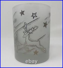 Rare Mid Century Retro Georges Briard Silver Frosted Reindeer Glasses, Mint Pair