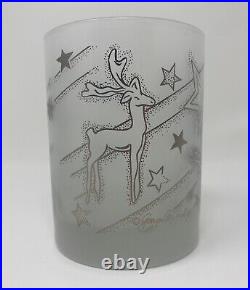 Rare Mid Century Retro Georges Briard Silver Frosted Reindeer Glasses, Mint Pair