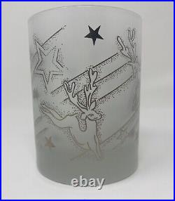 Rare Mid Century Retro Georges Briard Silver Frosted Reindeer Glasses, Mint Pair