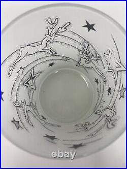 Rare Mid Century Retro Georges Briard Silver Frosted Reindeer Glasses, Mint Pair