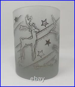 Rare Mid Century Retro Georges Briard Silver Frosted Reindeer Glasses, Mint Pair