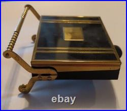 Rare Mid Century Vintage Brass & Metal Rolling Cart Cigarette Match Case Holder