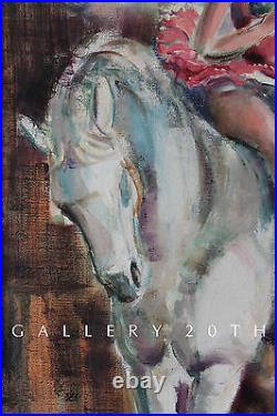 Rare! Original 1961 Calderon Circus Painting! Horse Art Abstract Vtg MID Century