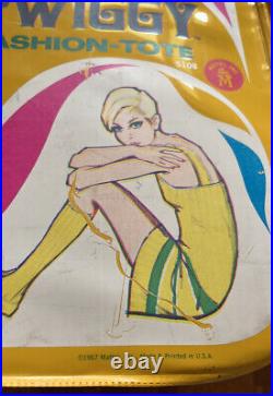 Rare Retro 1967 TWIGGY Fashion Yellow Vinyl Tote By Mattel