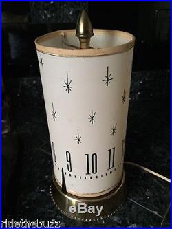Rare SPARTUS lamp CLOCK mid CENTURY working TIME vintage RETRO atomic NR 665 USA