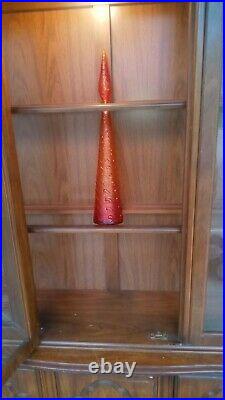 Rare VNTG Orange/Amberina Wave Genie Bottle Decanter With Stopper. Art glass