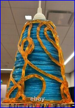 Rare Vintage 2 Tone Blue Lucite Mid Century Retro Spaghetti Hanging Swag Lamp