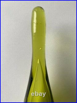 Rare. Vintage Blenko Flame Stopper Chartreuse Green 6' 1/4