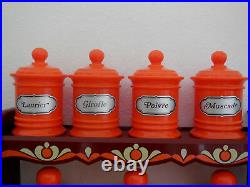 Rare Vintage FRENCH CANISTERS STAND signed EMSA W. GERMANY RETRO Mid-century