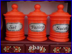 Rare Vintage FRENCH CANISTERS STAND signed EMSA W. GERMANY RETRO Mid-century