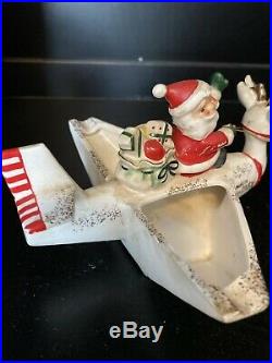 Rare Vintage Holt Howard Santa Claus Airplane Ashtray Christmas Figurine 6074