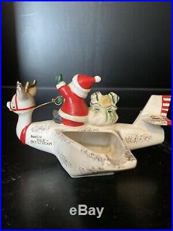 Rare Vintage Holt Howard Santa Claus Airplane Ashtray Christmas Figurine 6074