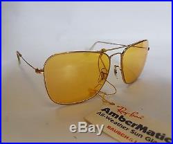 Ray Ban Nos Vintage B&l Caravan Aviator Ambermatic New Old Stock Sunglasses 60s