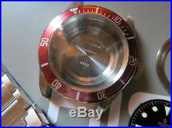 Red 316L Stainless Steel Watch Heritage Black Bay case set For Eta 2824-2